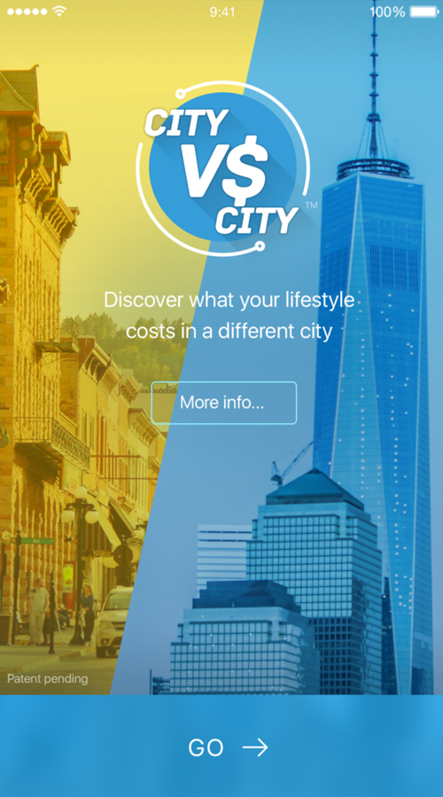 Landing page and native apps for a cost-of-living calculator screenshot 1